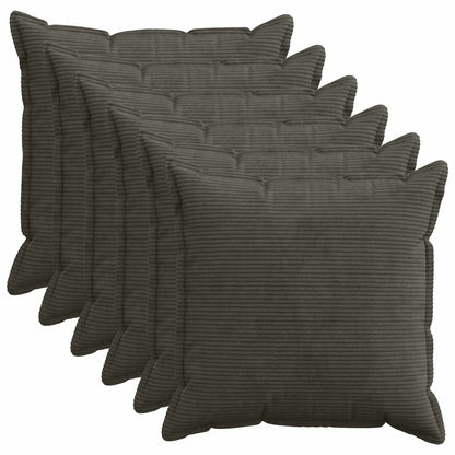 Kussensloop 6 st HOUTEN Antraciet 65 x 65 cm corduroy