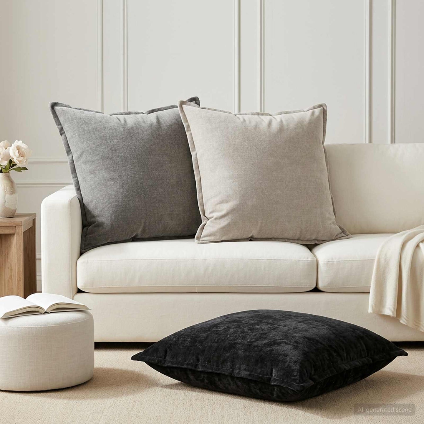 Kussensloop 6 st HOUTEN Antraciet 80 x 80 cm Chenille Stof