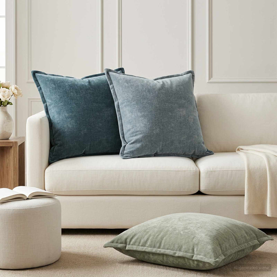 Kussensloop 2 st HOUTEN Groen 65 x 65 cm Chenille Stof