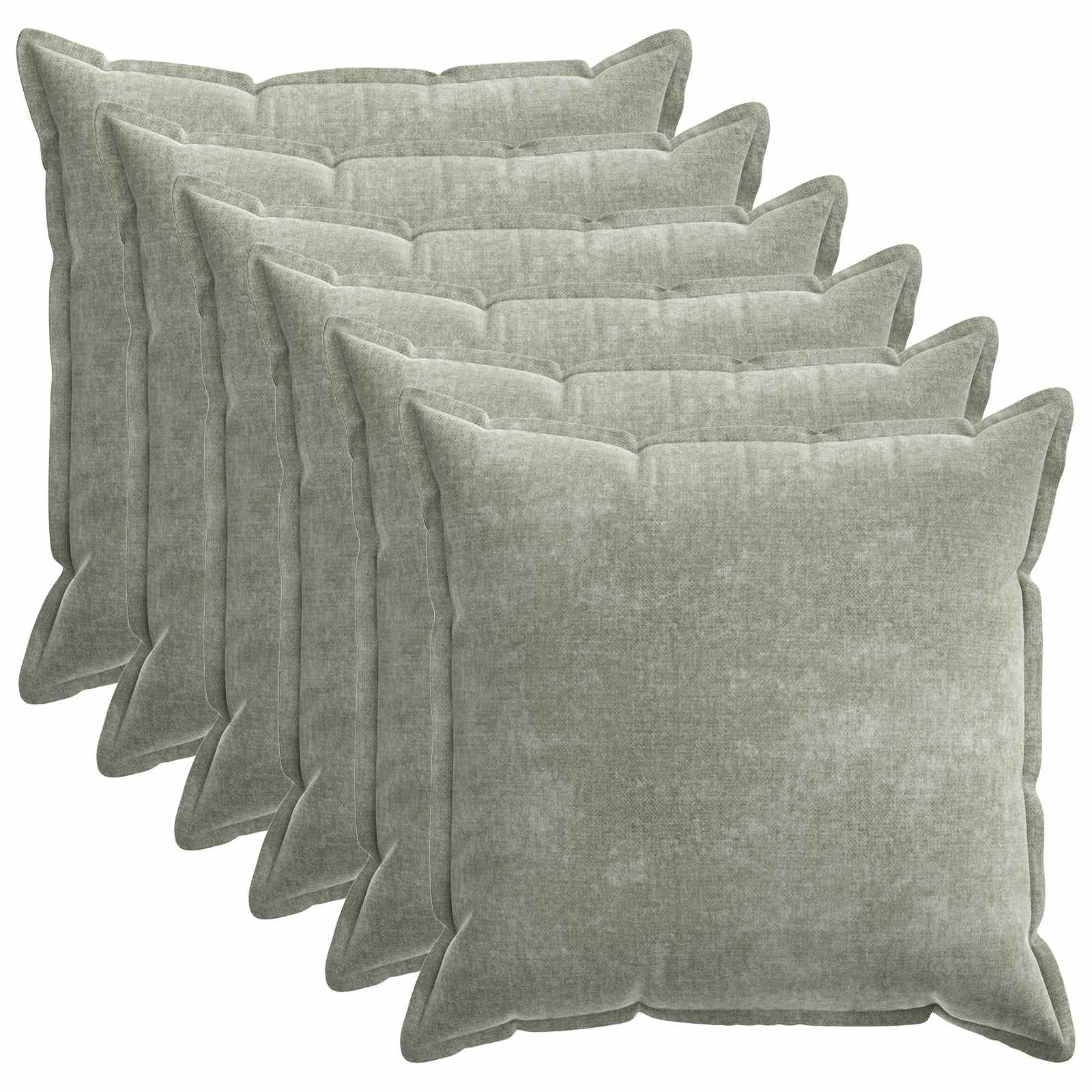 Kussensloop 6 st HOUTEN Groen 65 x 65 cm Chenille Stof