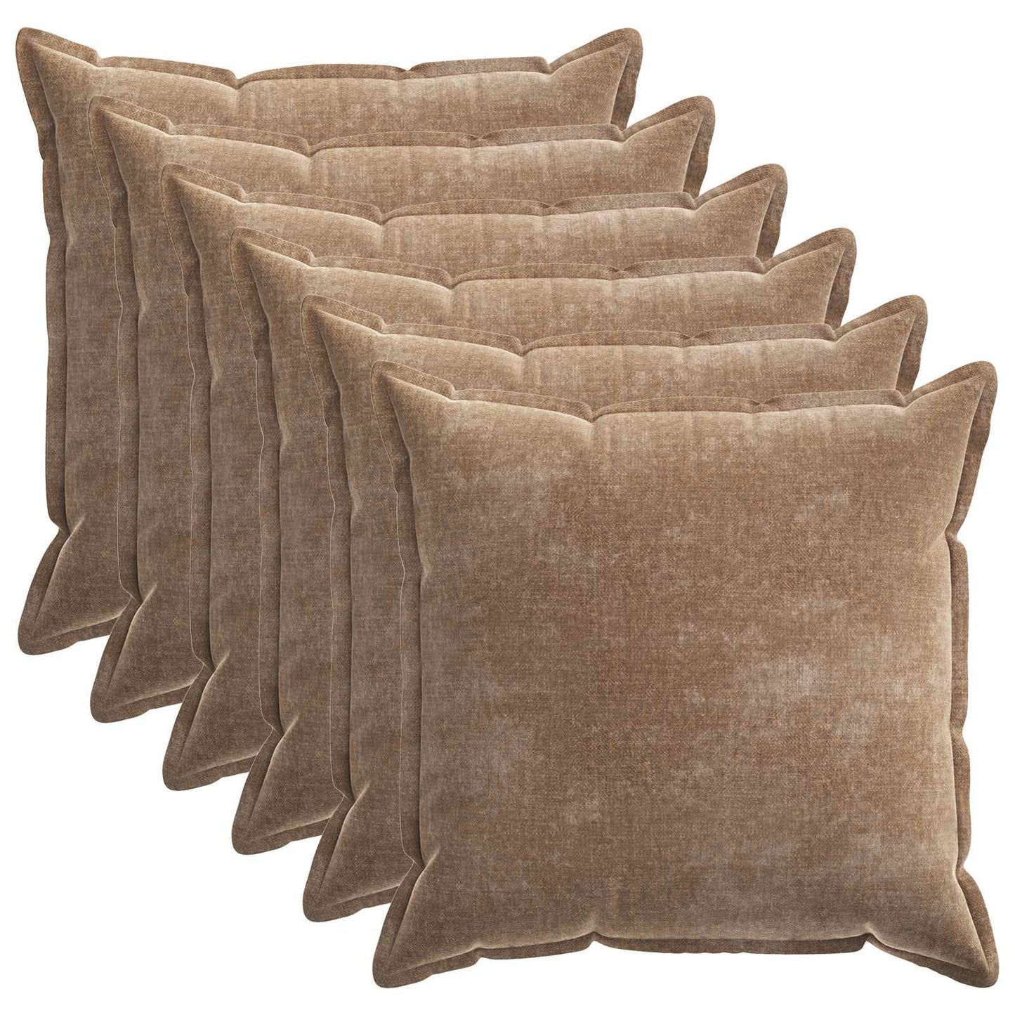 Kussensloop 6 st HOUTEN Bruin 65 x 65 cm Chenille Stof