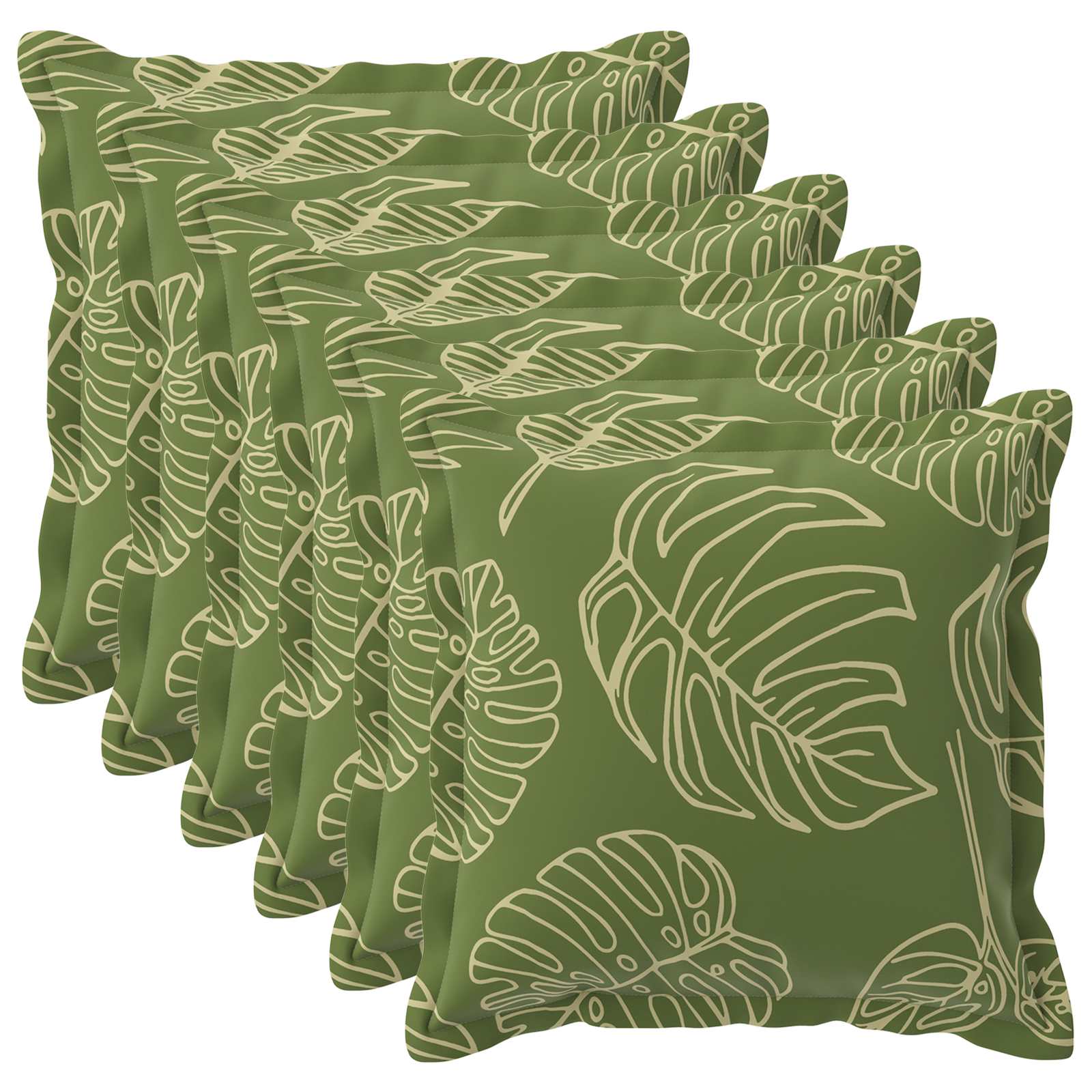 Kussensloop 6 st HOUTEN Bladontwerp 65 x 65 cm Polyester