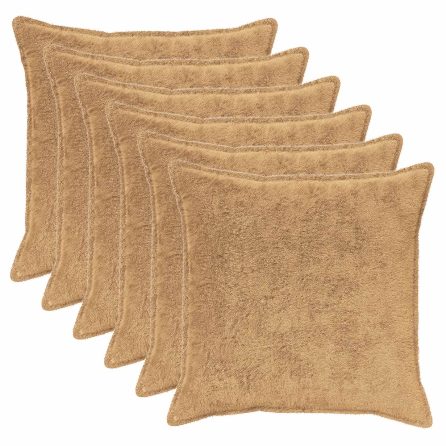 Kussensloop 6 st HOUTEN Taupe 65 x 65 cm Nep Konijnenbont