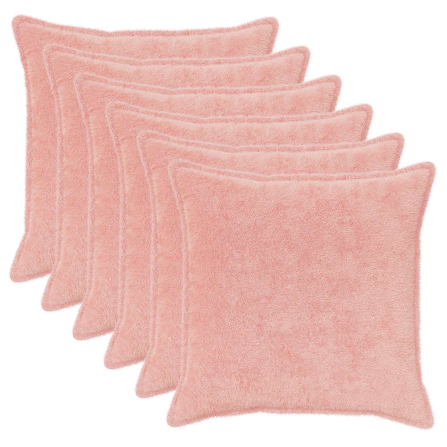 Kussensloop 6 st HOUTEN Roze 65 x 65 cm Nep Konijnenbont