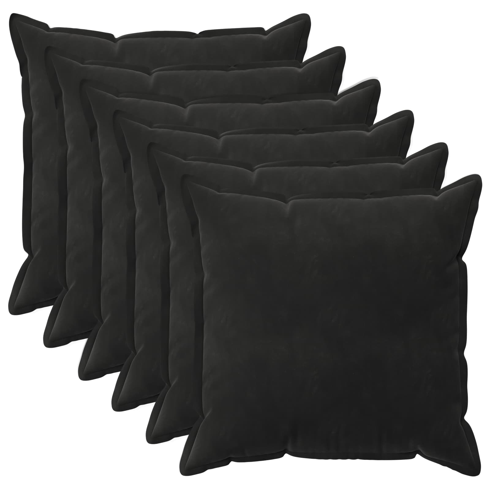 Kussensloop 6 pcs HOUTEN Zwart 70 x 70 cm Fluweel