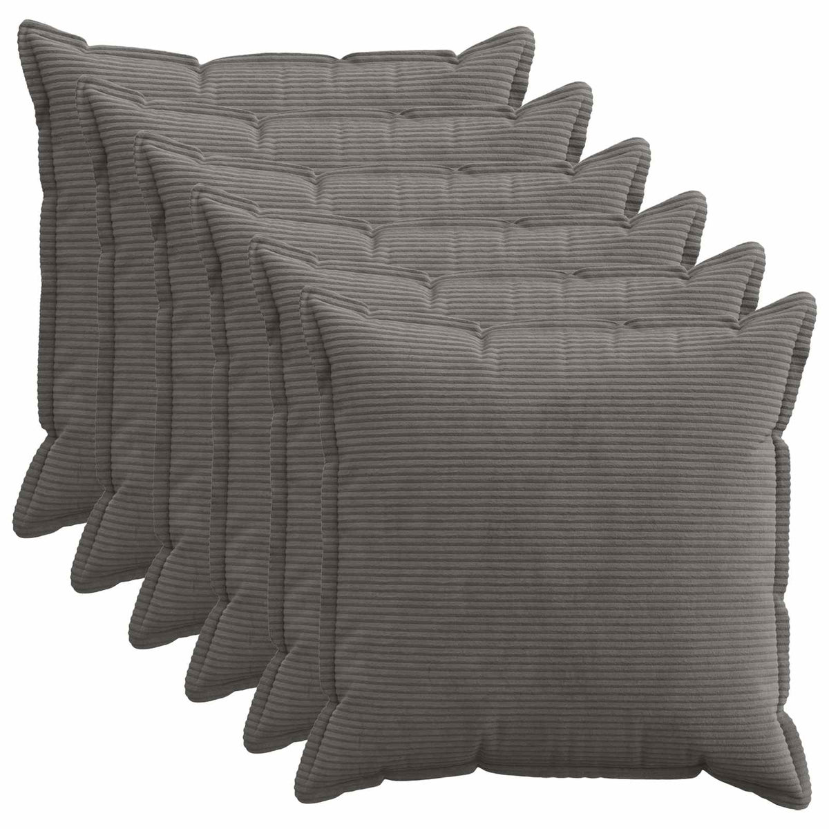 Kussensloop 6 st HOUTEN Donkergrijs 70 x 70 cm corduroy