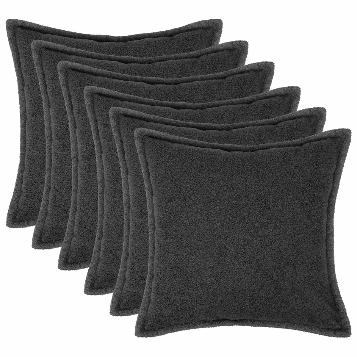 Kussensloop 6 pcs HOUTEN Donkergrijs 70 x 70 cm Bouclé