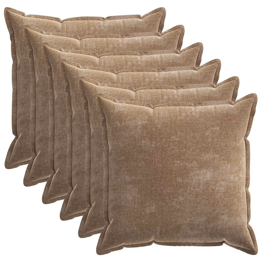 Kussensloop 6 st HOUTEN Bruin 70 x 70 cm Chenille Stof