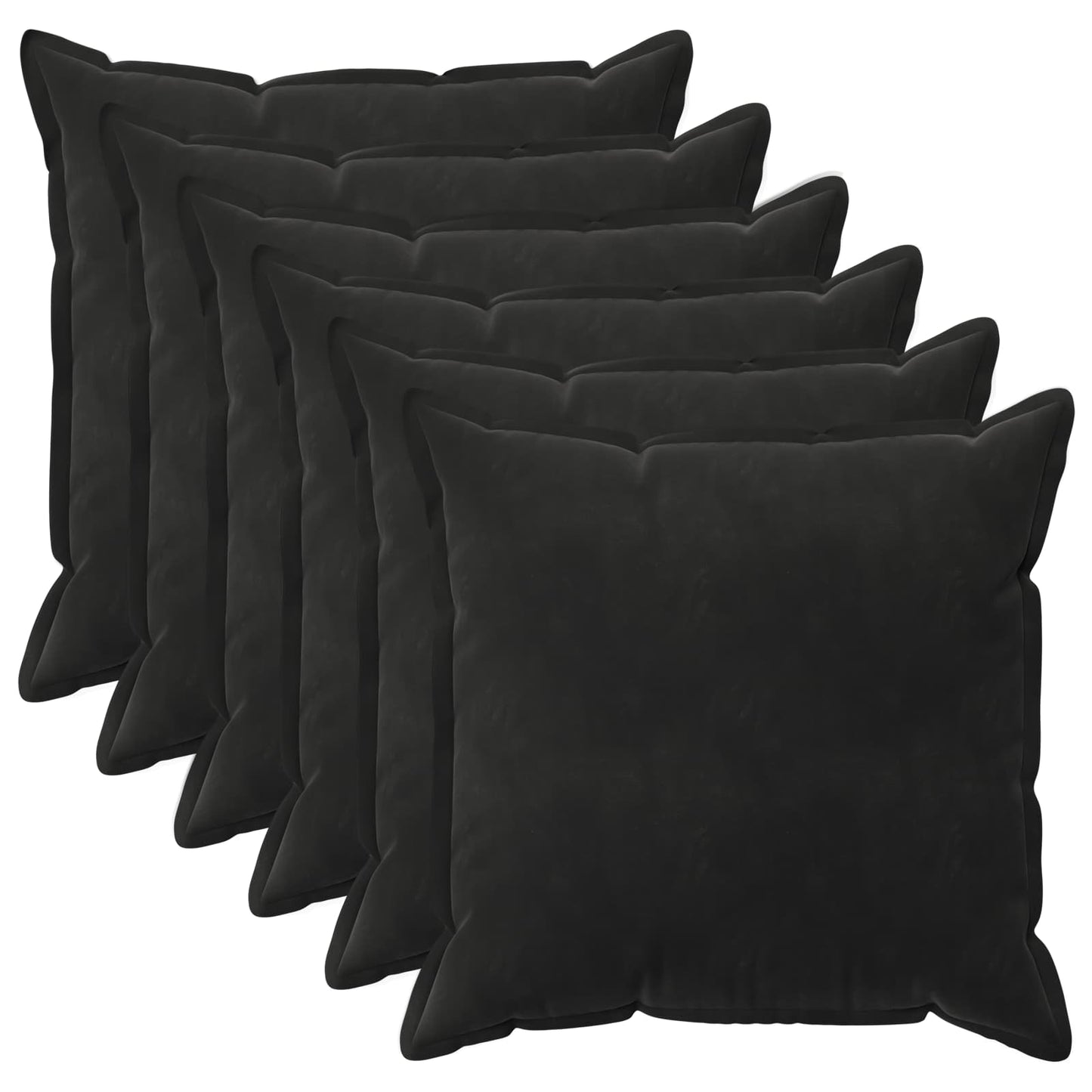 Kussensloop 6 pcs HOUTEN Zwart 80 x 80 cm Fluweel