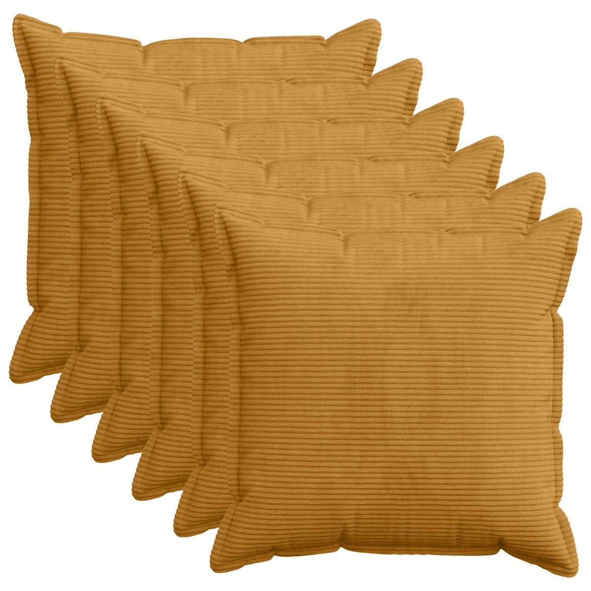 Kussensloop 6 st HOUTEN Geel 80 x 80 cm corduroy