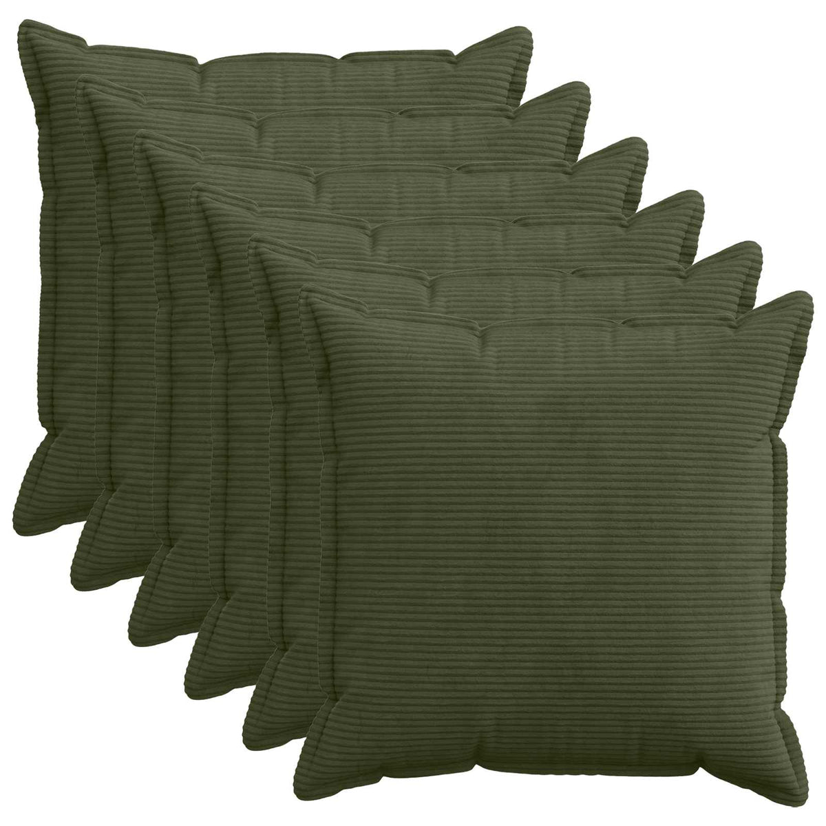 Kussensloop 6 st HOUTEN Groen 80 x 80 cm corduroy