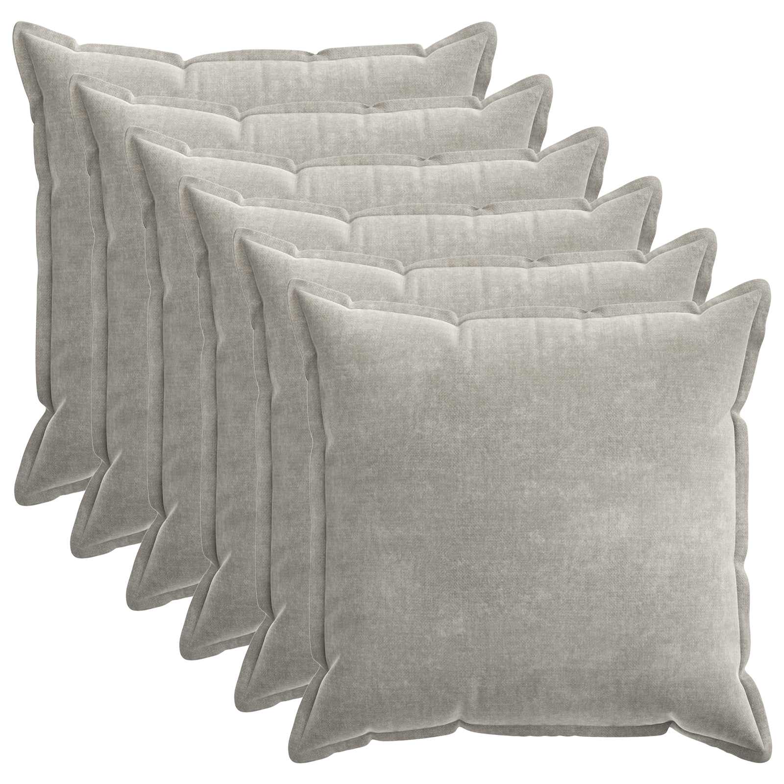 Kussensloop 6 st HOUTEN Lichtgrijs 80 x 80 cm Chenille Stof