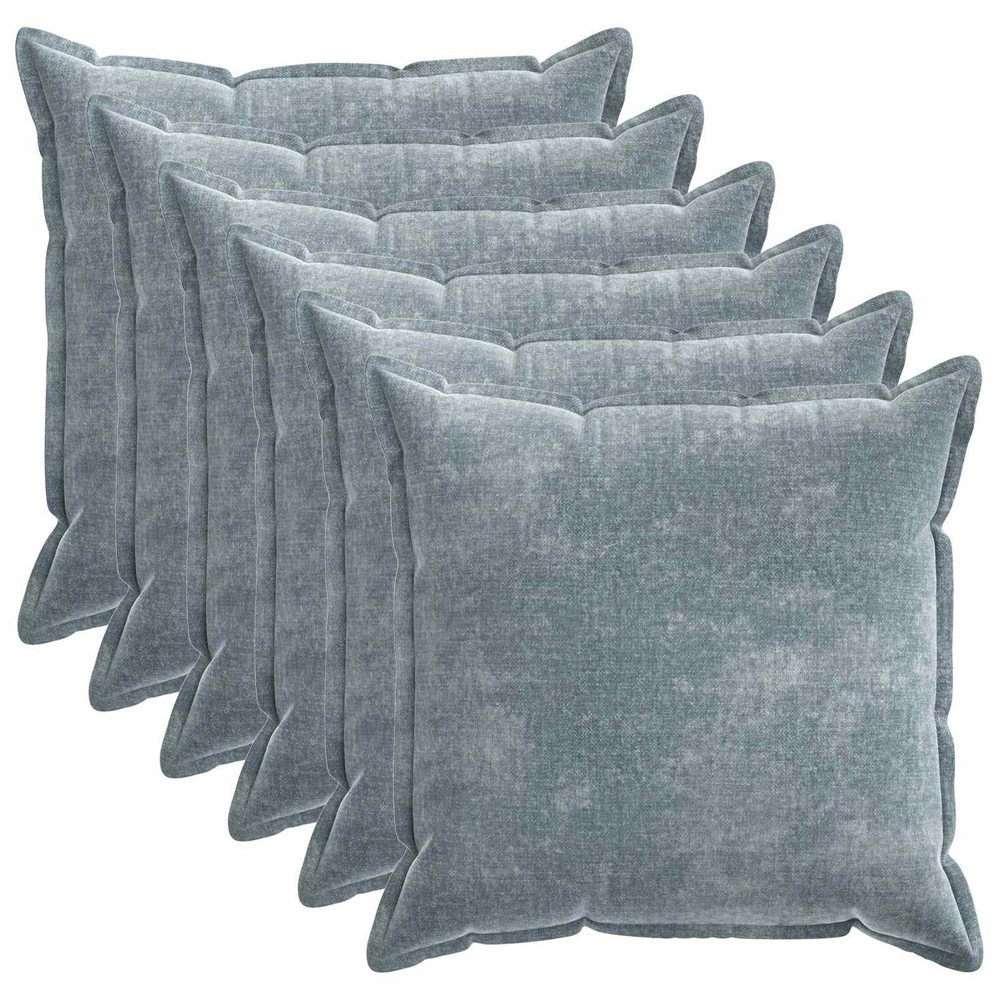 Kussensloop 6 st HOUTEN Lichtblauw 80 x 80 cm Chenille Stof