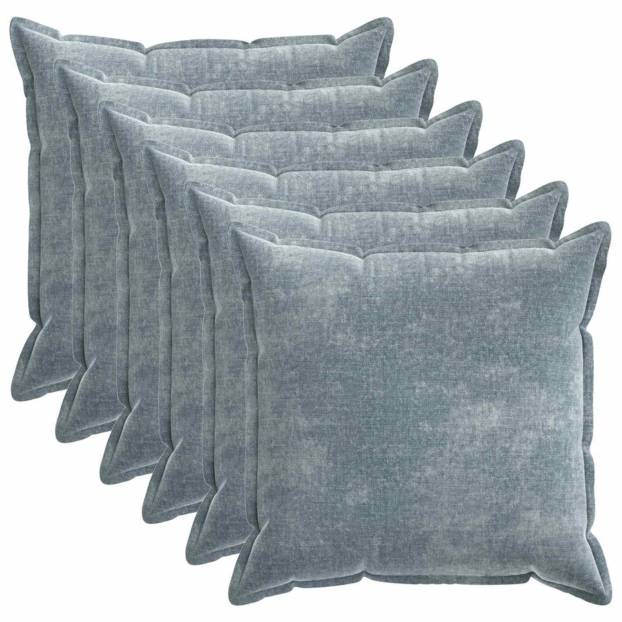 Kussensloop 6 st HOUTEN Lichtblauw 80 x 80 cm Chenille Stof