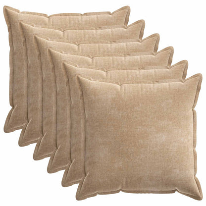 Kussensloop 6 st HOUTEN Taupe 80 x 80 cm Chenille Stof