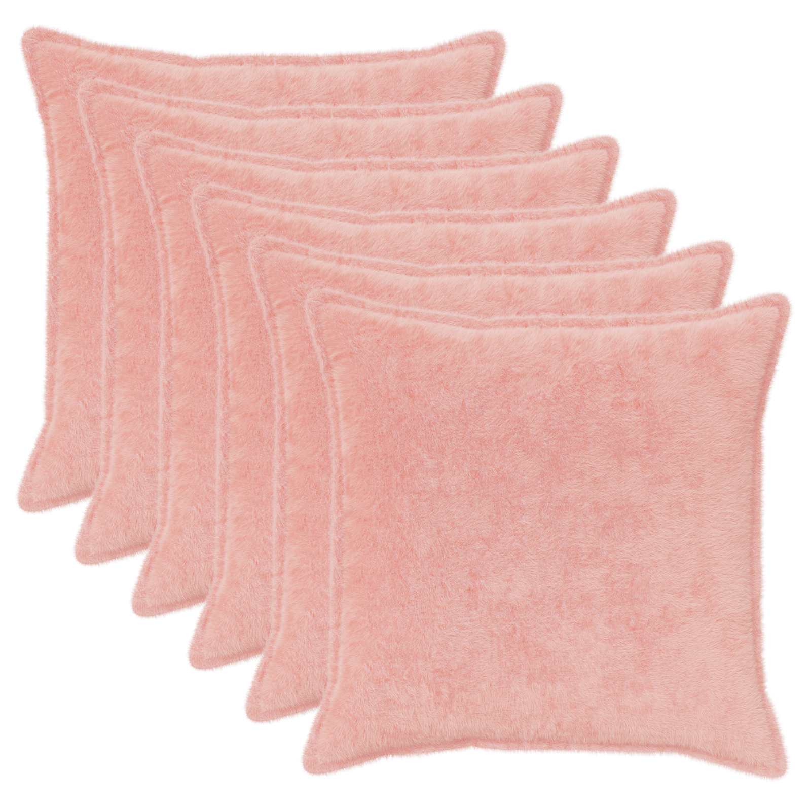 Kussensloop 6 st HOUTEN Roze 80 x 80 cm Nep Konijnenbont