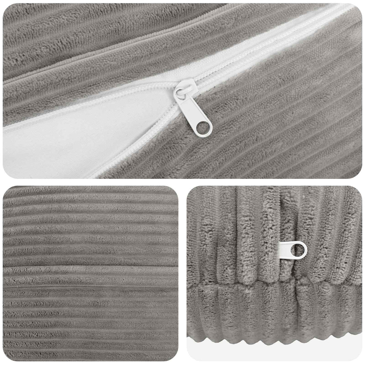 Kussensloop 6 pcs HEERLEN Lichtgrijs Ø 30 cm corduroy