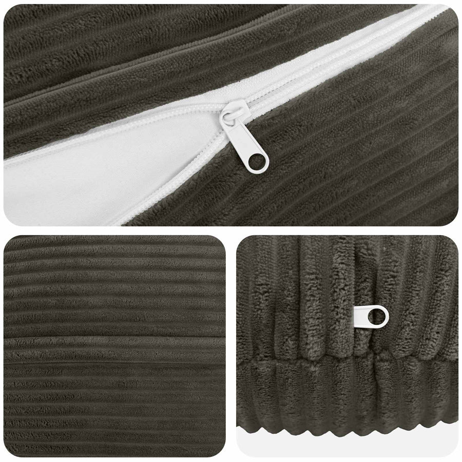 Kussensloop 6 pcs HEERLEN Antracietkleurig Ø 30 cm corduroy
