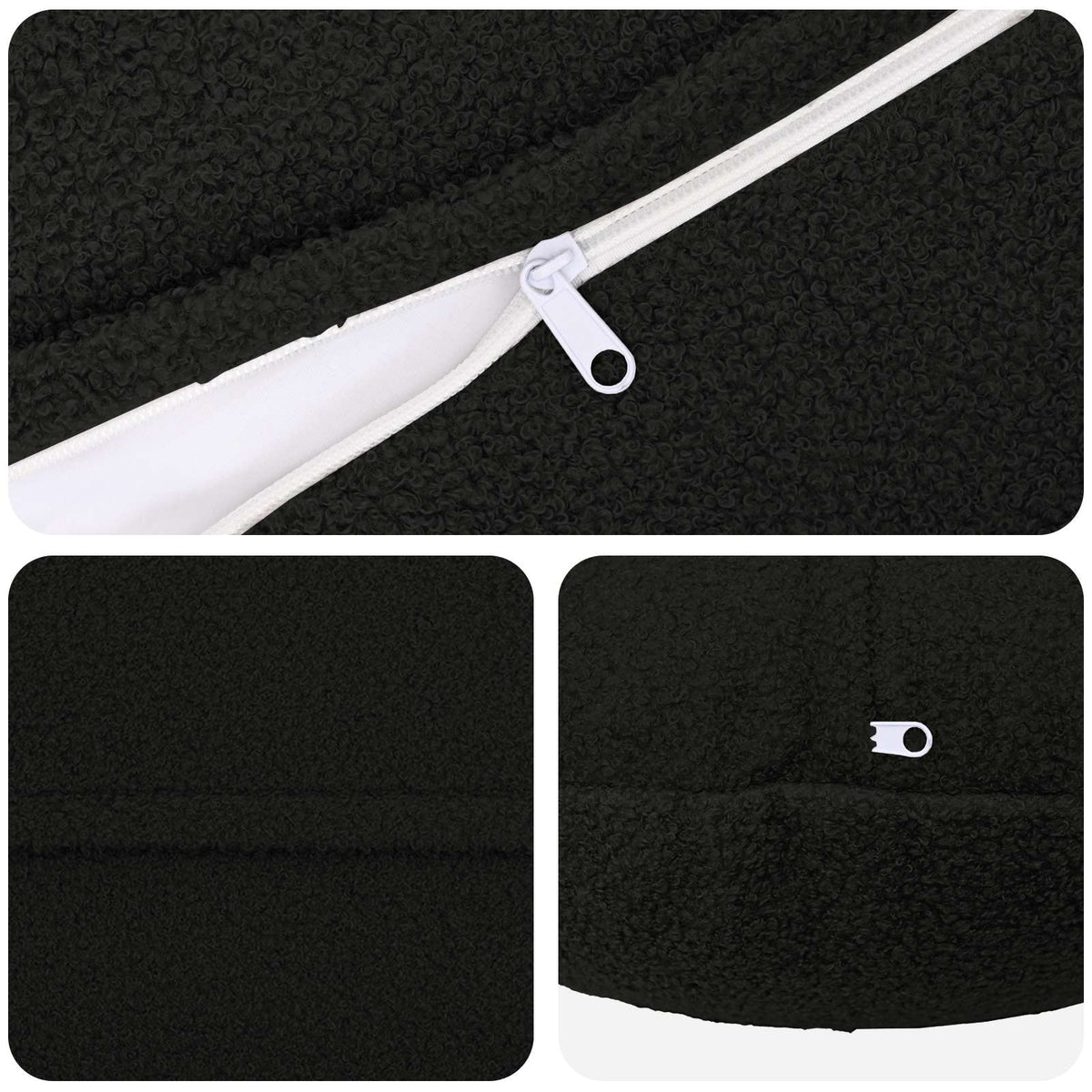 Kussensloop 6 pcs HEERLEN Zwart Ø 30 cm Bouclé