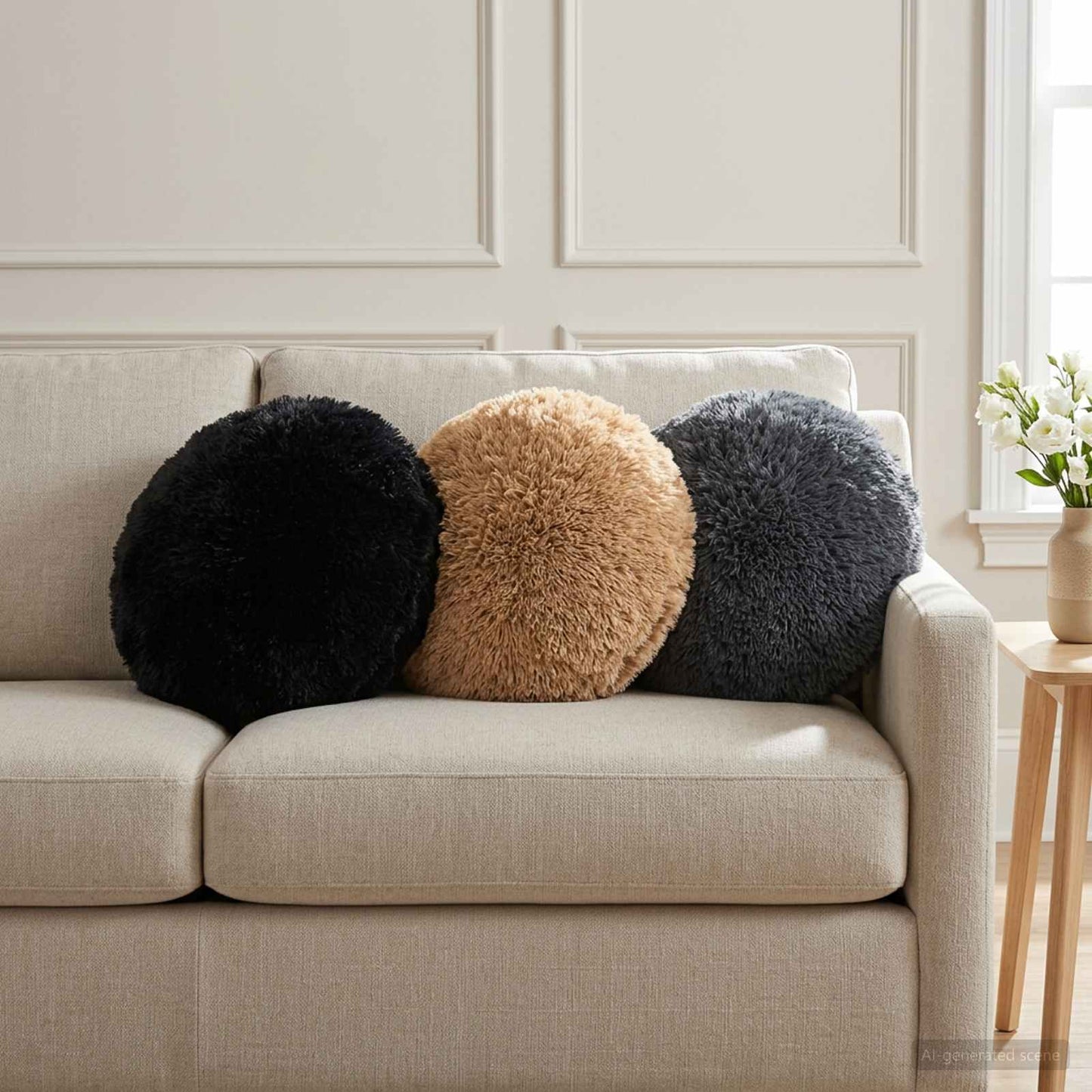 Kussensloop 2 pcs HEERLEN Zwart Ø 30 cm PV Fleece