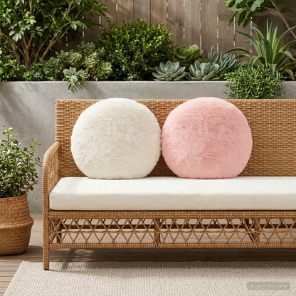 Kussensloop 2 st HEERLEN Roze Ø 40 cm Nep Konijnenbont