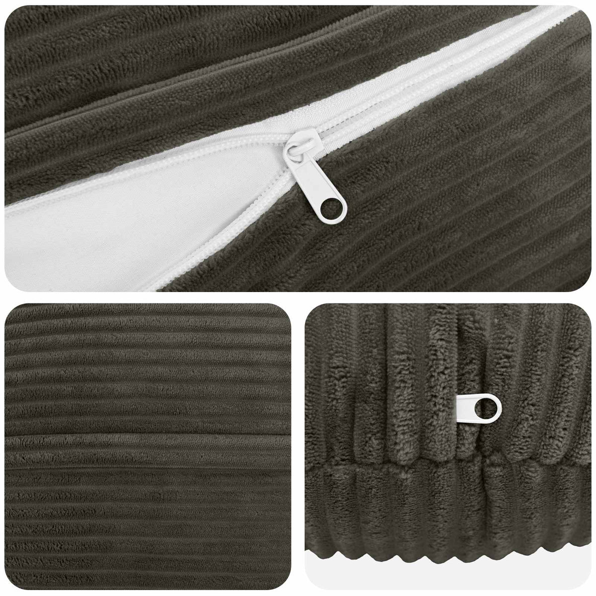 Kussensloop 2 pcs HEERLEN Antracietkleurig Ø 40 cm corduroy