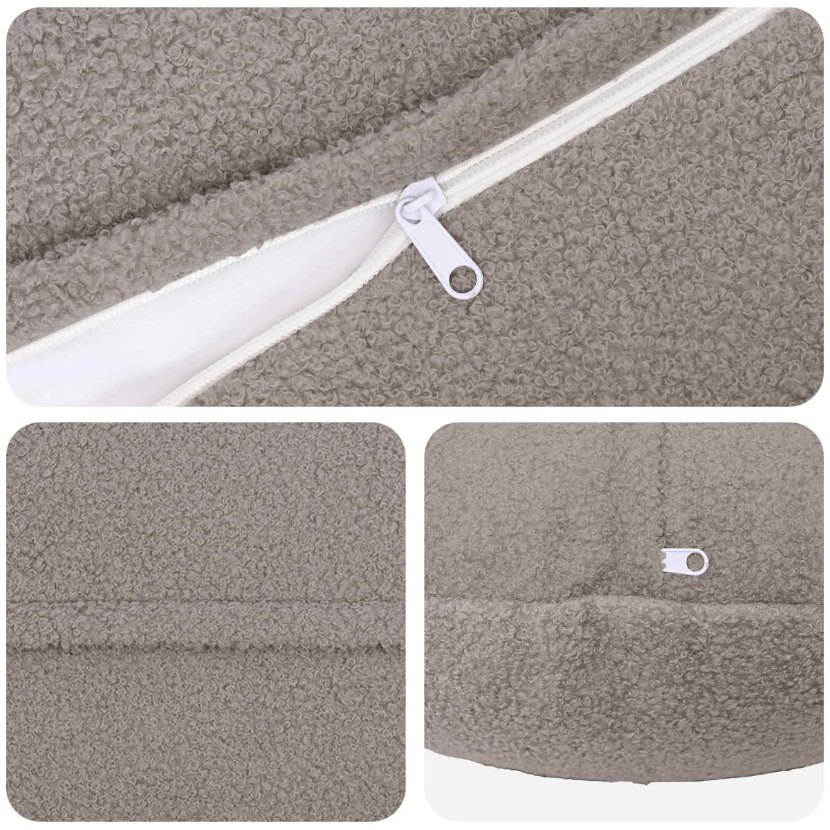 Kussensloop 2 pcs HEERLEN Lichtgrijs Ø 40 cm Bouclé