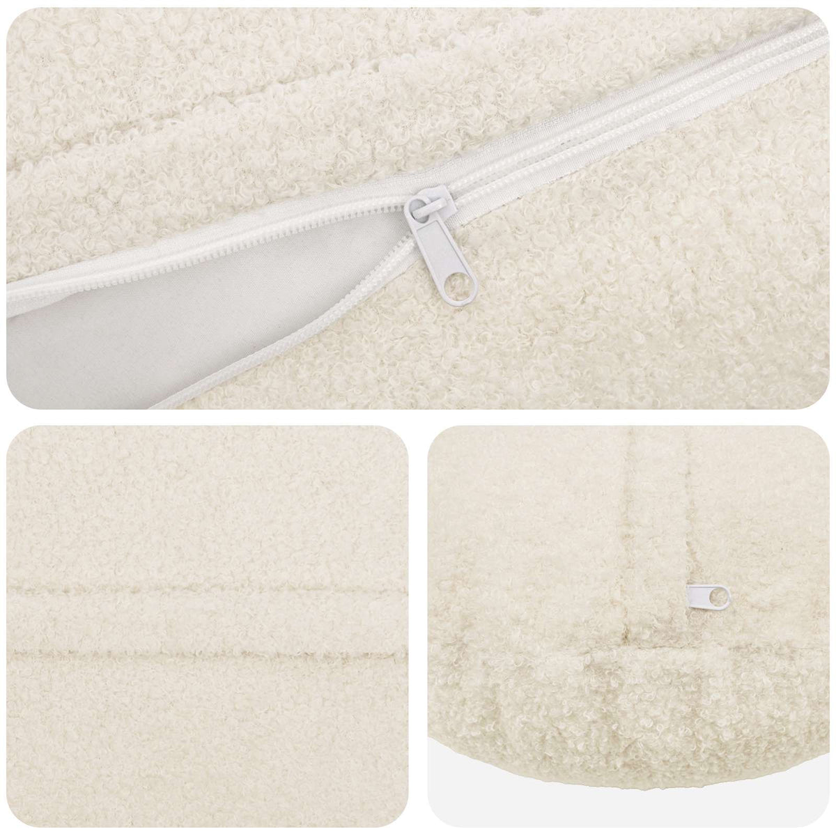 Kussensloop 2 pcs HEERLEN Crèmekleurig Ø 40 cm Bouclé