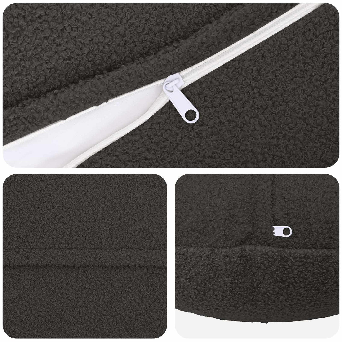 Kussensloop 2 pcs HEERLEN Donkergrijs Ø 40 cm Bouclé