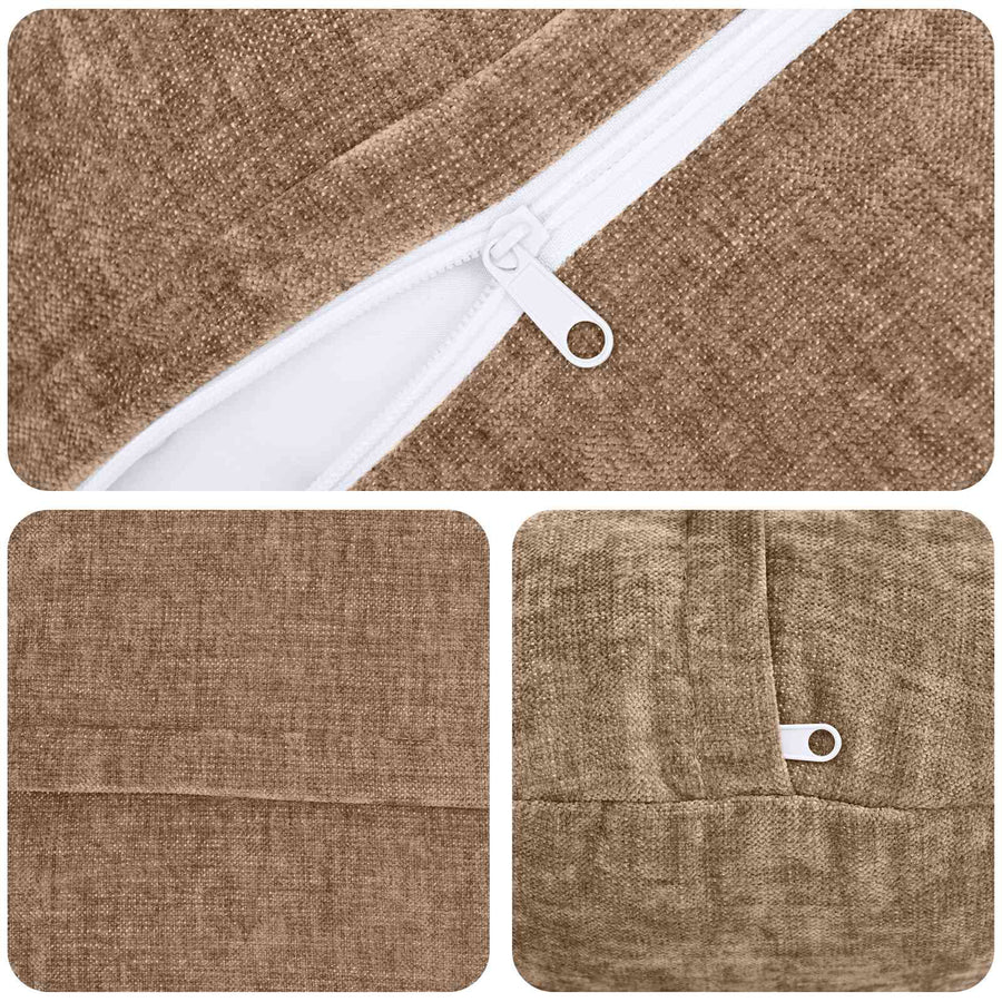 Kussensloop 2 st HEERLEN Bruin Ø 40 cm Chenille Stof