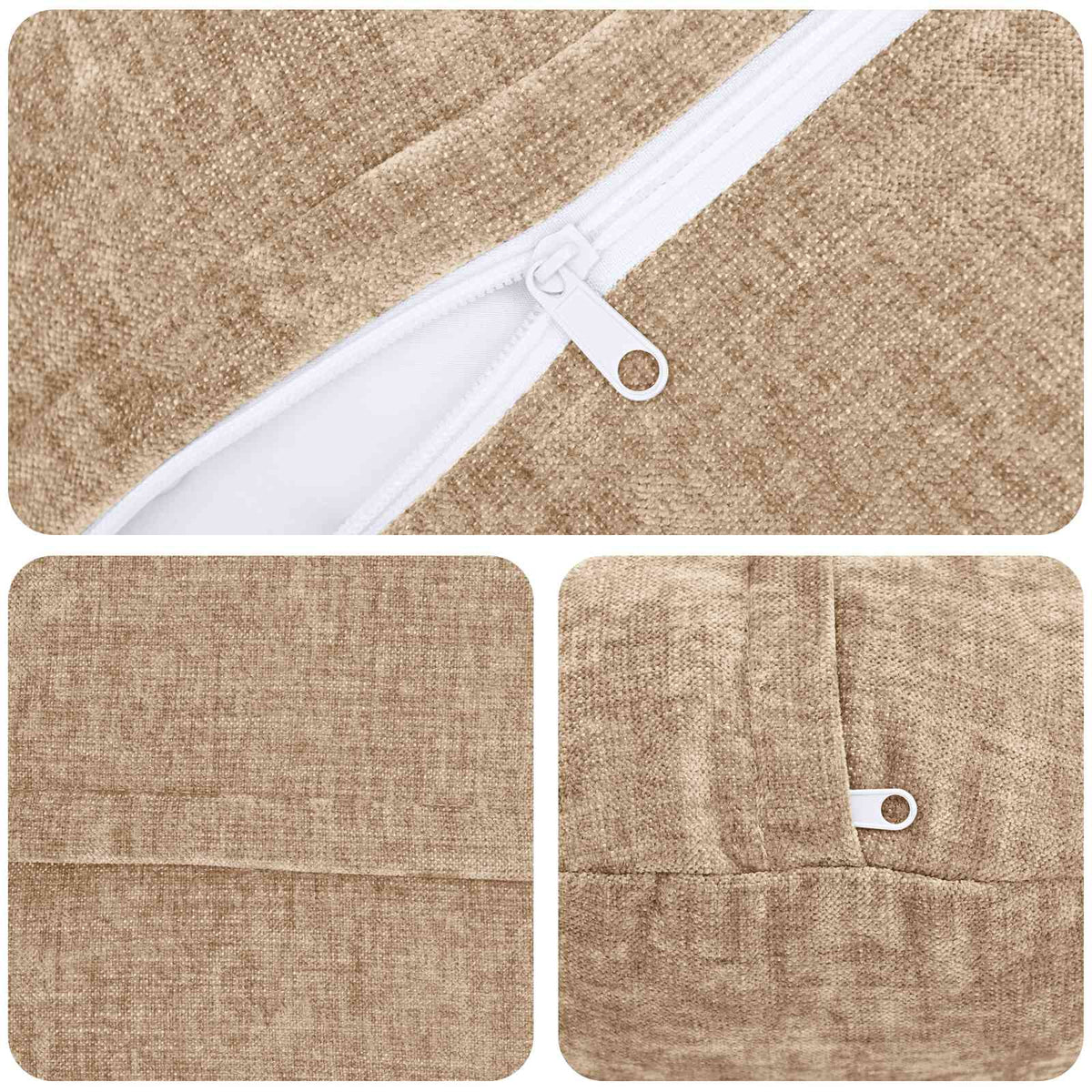 Kussensloop 2 st HEERLEN Taupe Ø 40 cm Chenille Stof
