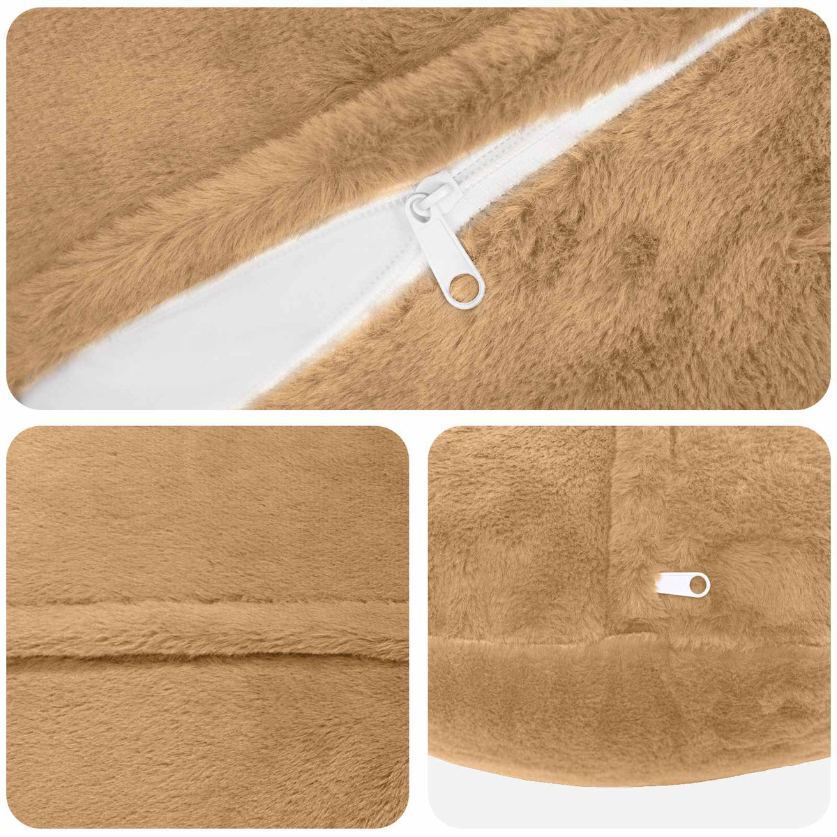 Kussensloop 2 st HEERLEN Taupe Ø 40 cm Nep Konijnenbont