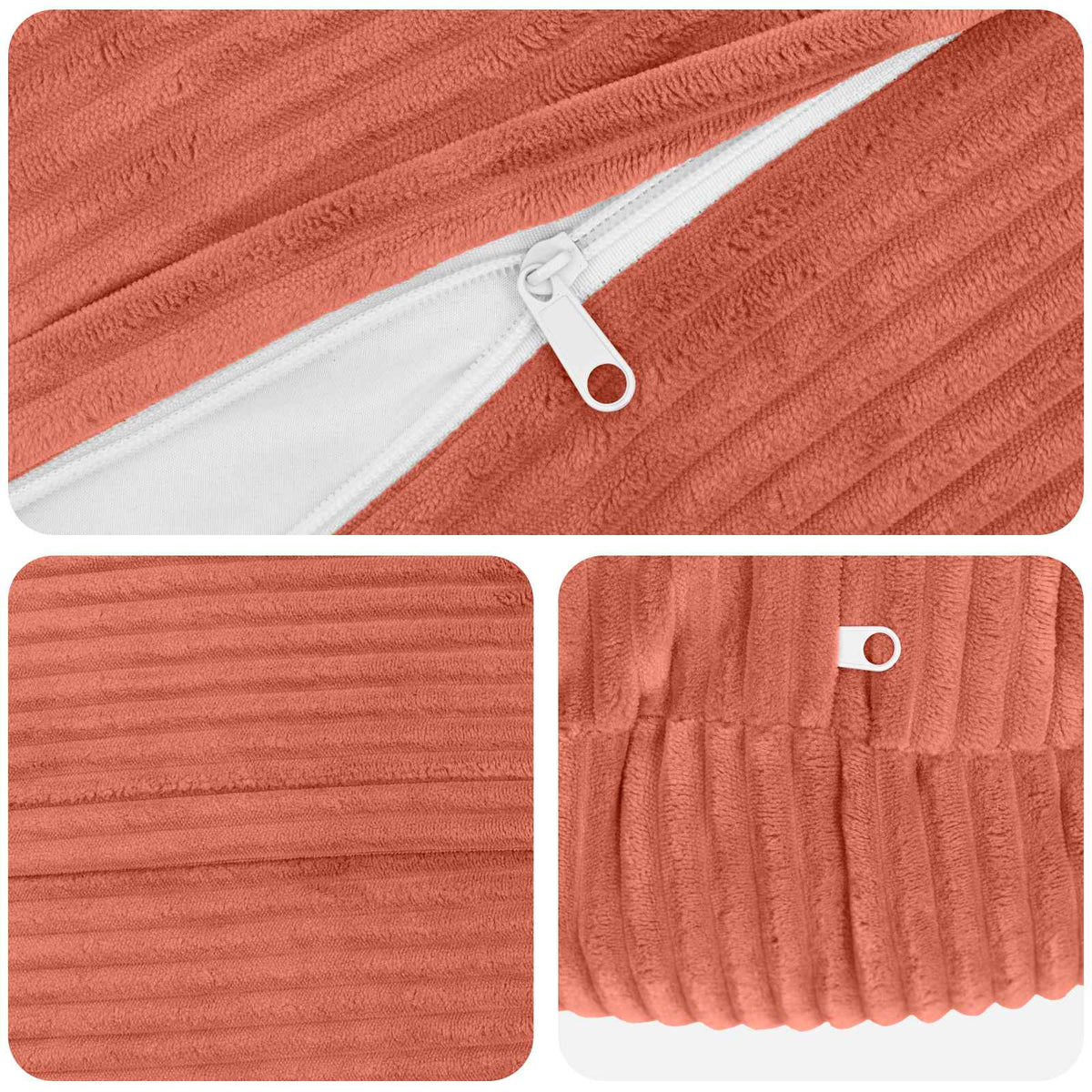 Kussensloop 6 pcs HEERLEN Rood-oranje Ø 50 cm corduroy