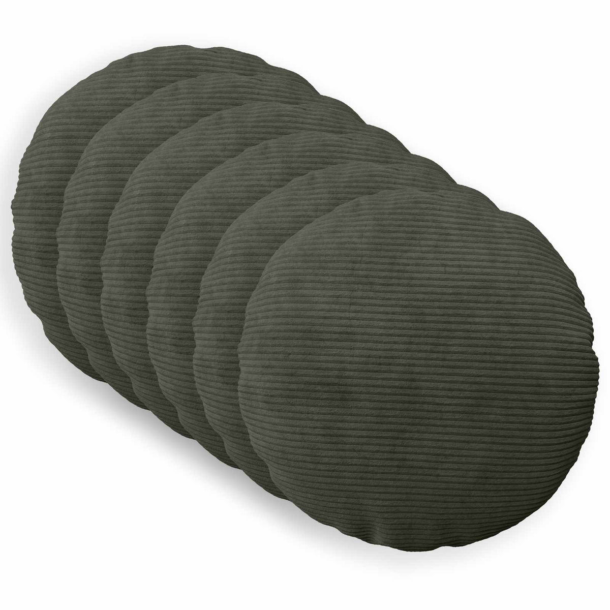 Kussensloop 6 pcs HEERLEN Antracietkleurig Ø 50 cm corduroy