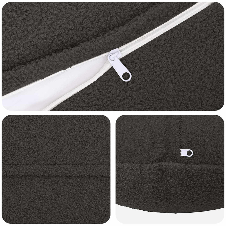 Kussensloop 6 pcs HEERLEN Donkergrijs Ø 50 cm Bouclé