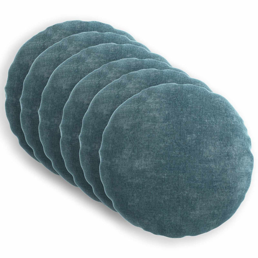 Kussensloop 6 st HEERLEN Blauw Ø 50 cm Chenille Stof