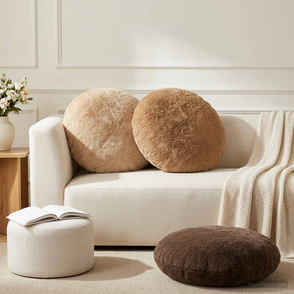 Kussensloop 2 st HEERLEN Crèmekleurig Ø 50 cm Nep Konijnenbont