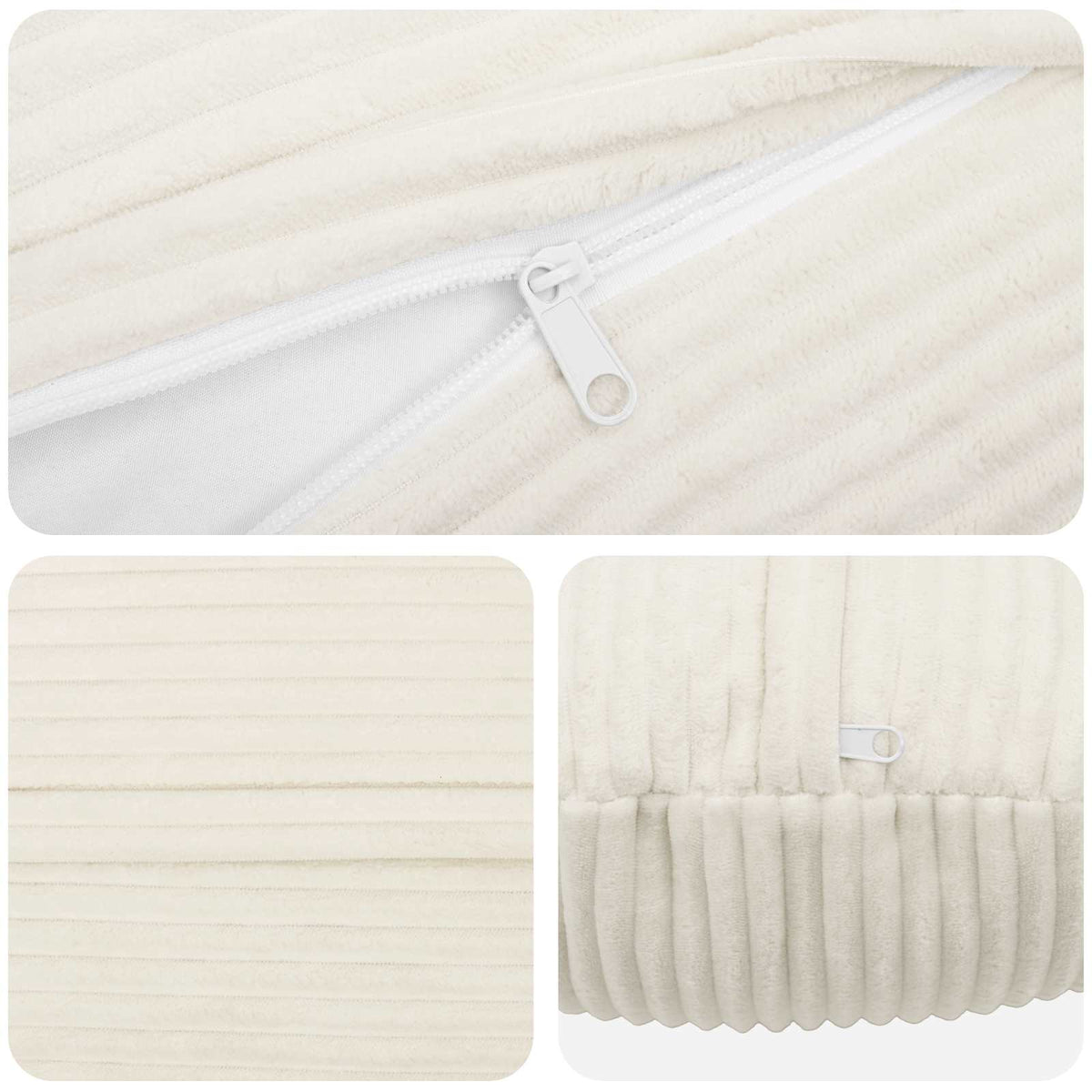 Kussensloop 6 pcs HEERLEN Crèmekleurig Ø 60 cm corduroy