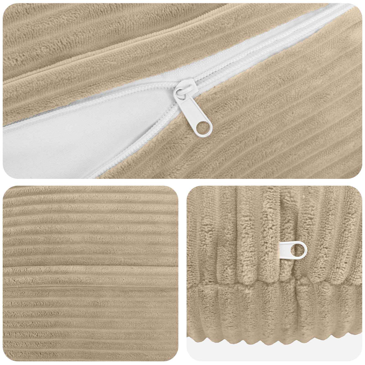 Kussensloop 2 pcs HEERLEN Taupe Ø 60 cm corduroy