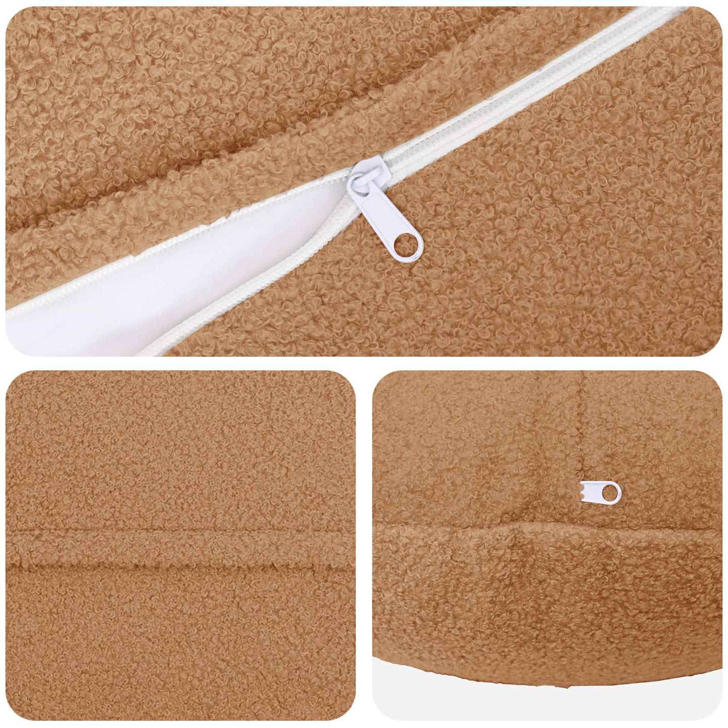 Kussensloop 2 pcs HEERLEN Beige Ø 60 cm Bouclé