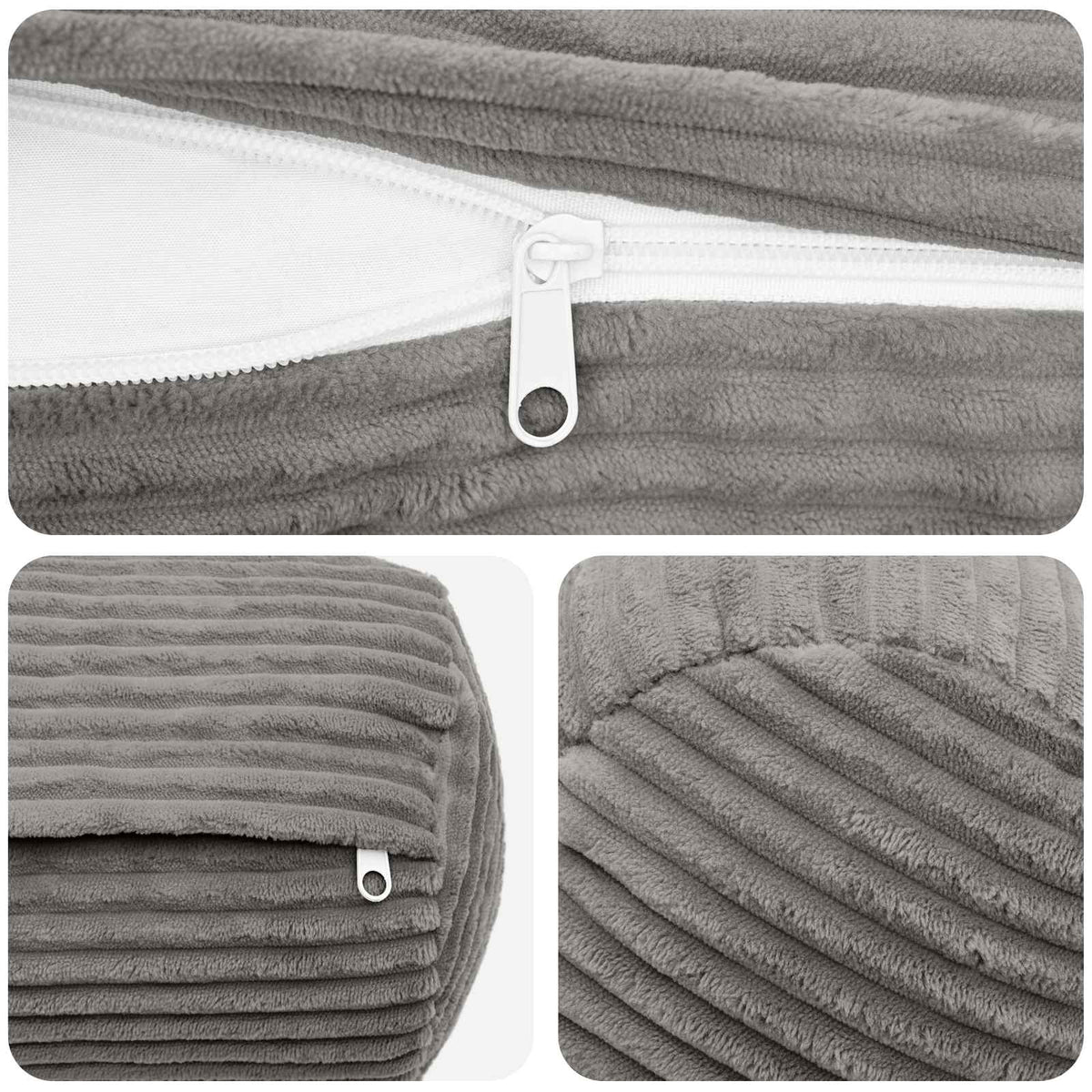 Kussensloop 6 pcs HEERLEN Lichtgrijs Ø 15 x 40 cm corduroy