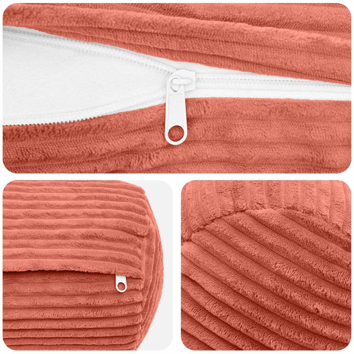 Kussensloop 6 st HEERLEN Rood-oranje Ø 15 x 40 cm corduroy