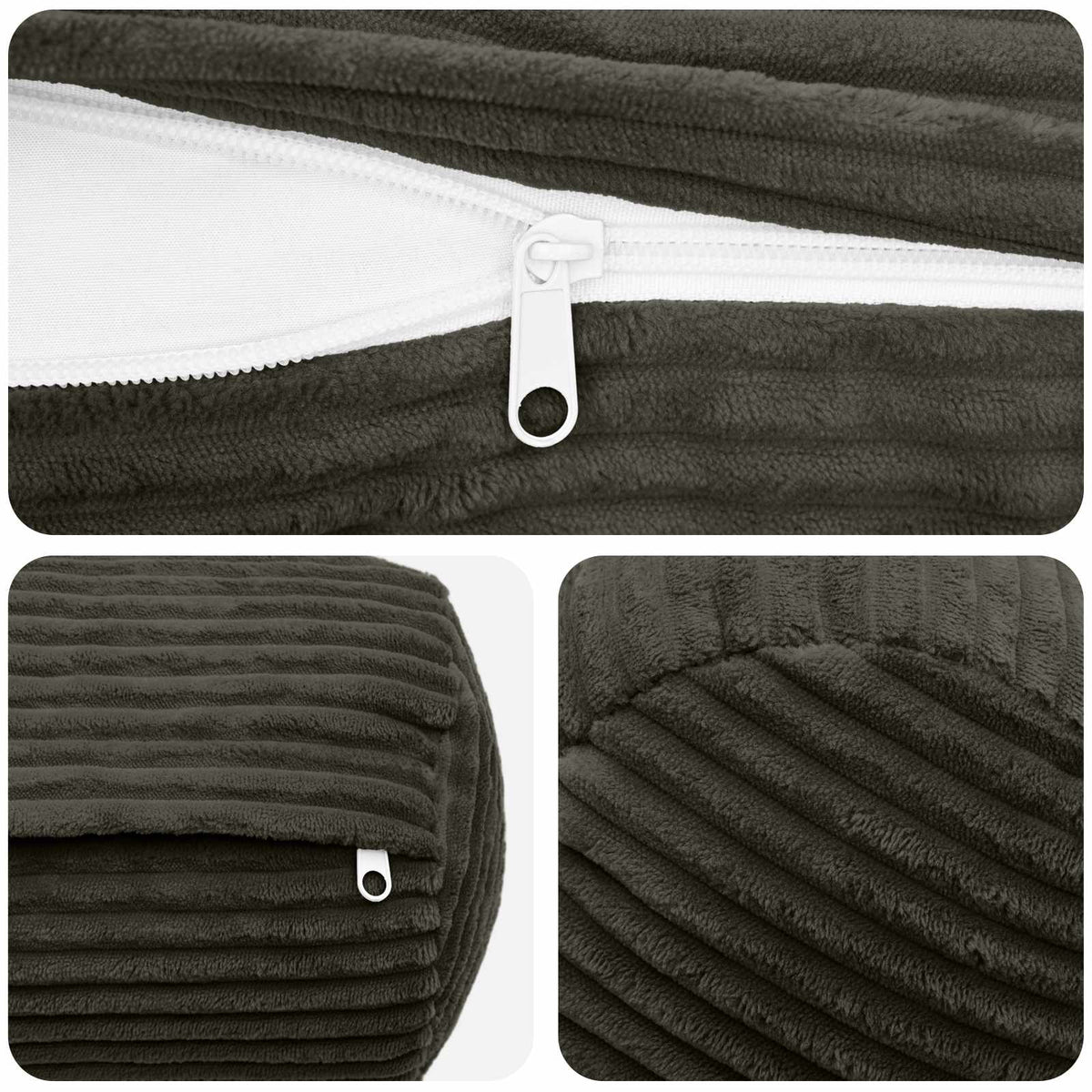 Kussensloop 6 pcs HEERLEN Antracietkleurig Ø 15 x 40 cm