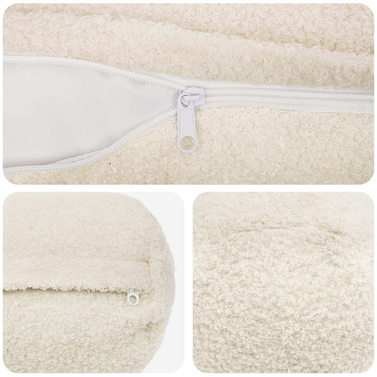 Kussensloop 2 pcs HEERLEN Crèmekleurig Ø 15 x 40 cm Bouclé