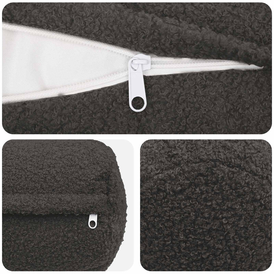 Kussensloop 6 pcs HEERLEN Donkergrijs Ø 15 x 40 cm Bouclé
