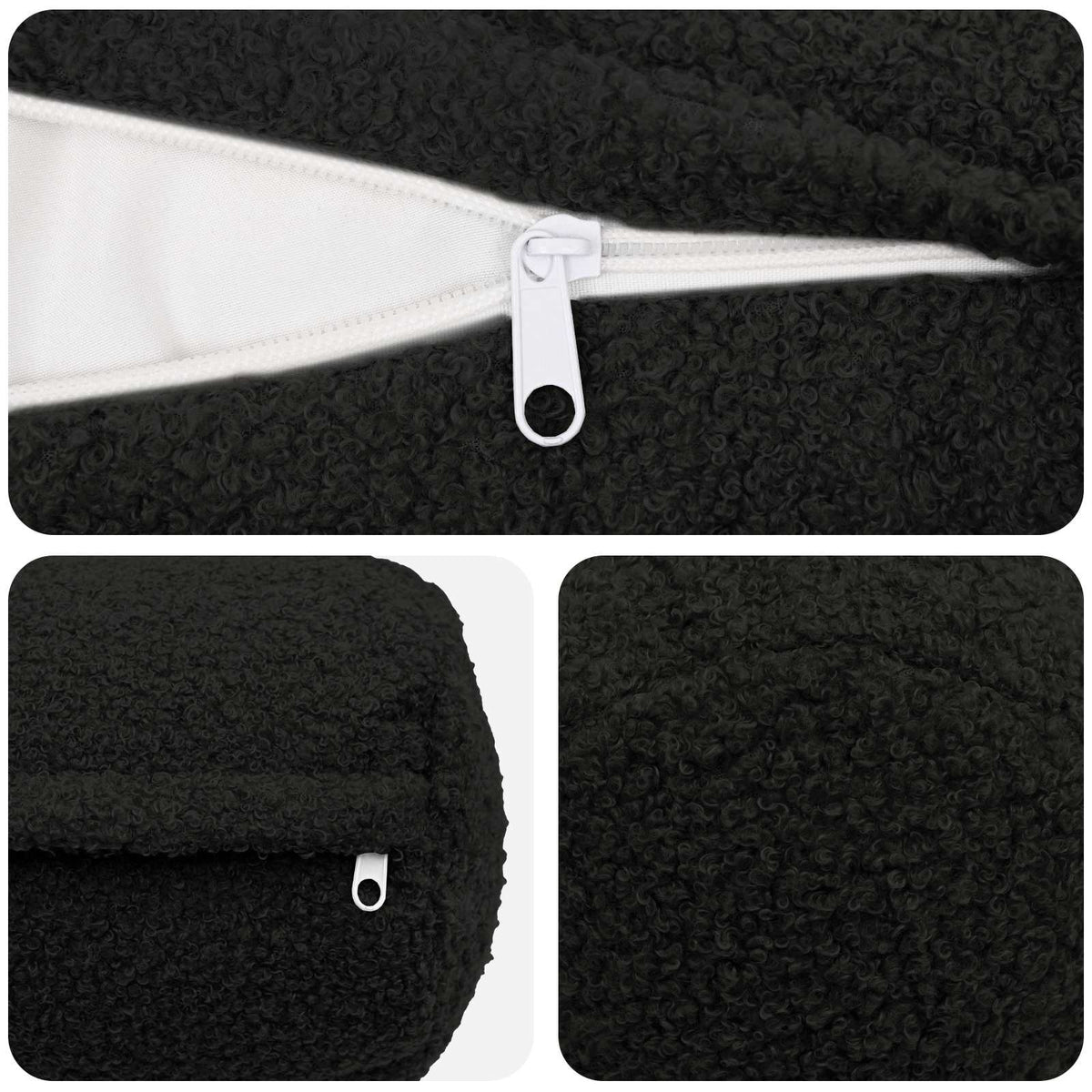 Kussensloop 2 pcs HEERLEN Zwart Ø 15 x 40 cm Bouclé