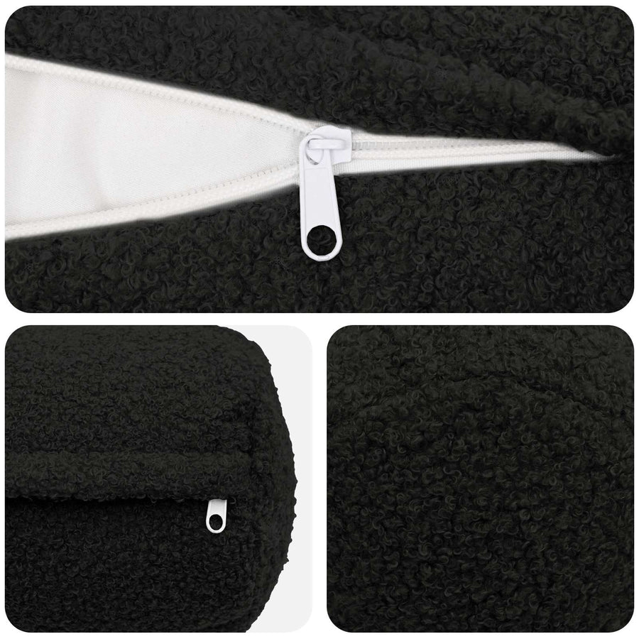 Kussensloop 2 pcs HEERLEN Zwart Ø 15 x 40 cm Bouclé