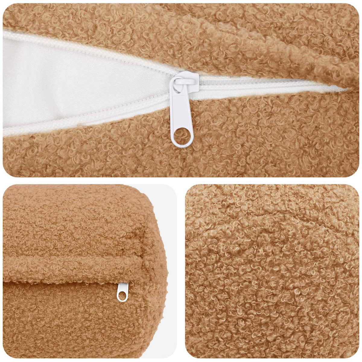 Kussensloop 2 pcs HEERLEN Beige Ø 15 x 40 cm Bouclé