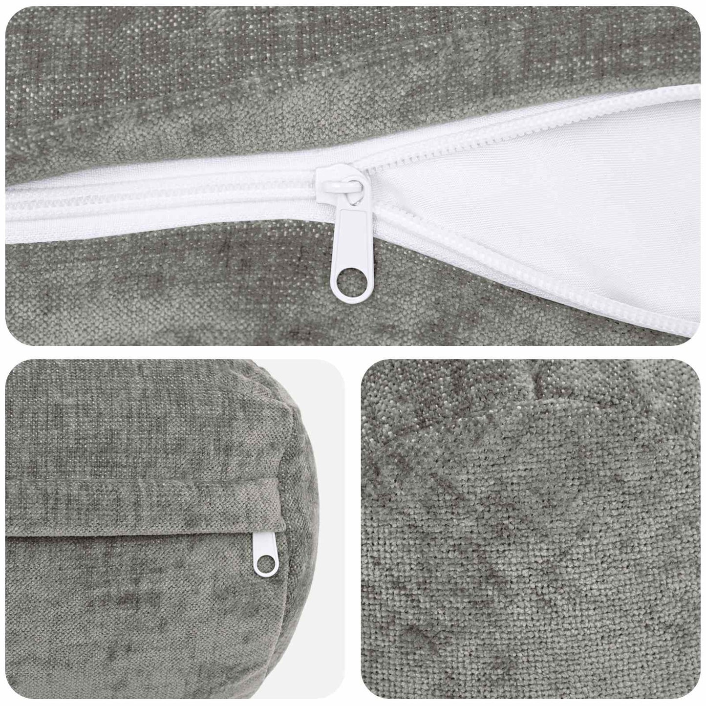 Kussensloop 6 st HEERLEN Donkergrijs Ø 15 x 40 cm Chenille Stof