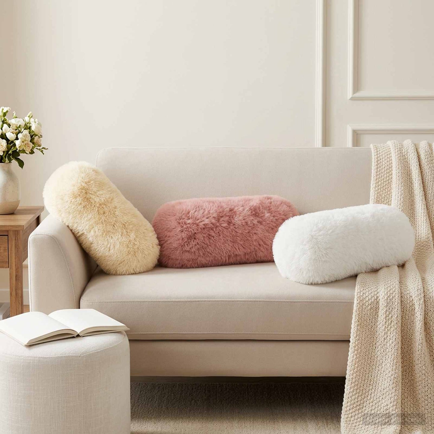 Kussensloop 6 pcs HEERLEN Crèmekleurig Ø 15 x 40 cm PV Fleece